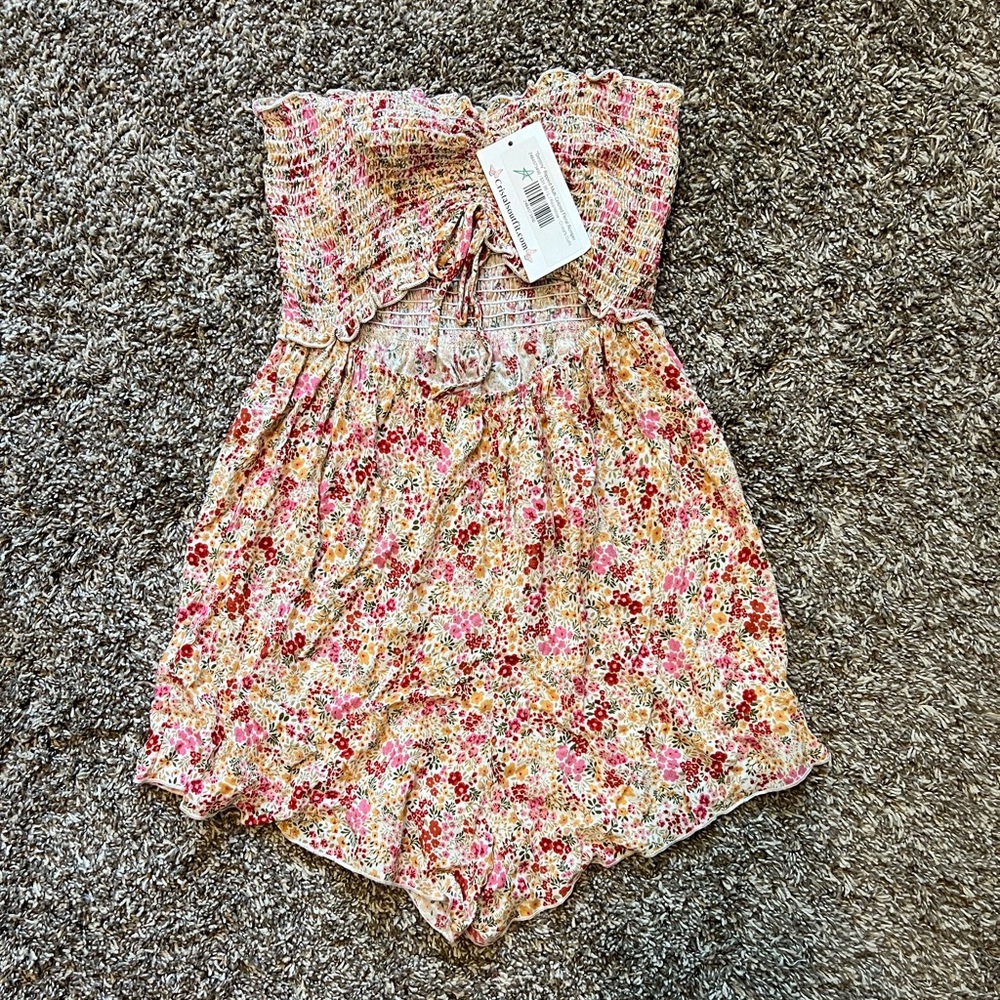 Floral print off the shoulder romper